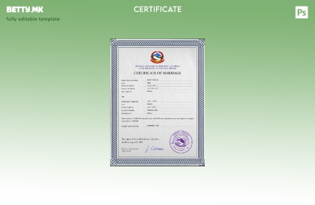 Модерен стил Непалски шаблон за PSD шаблон за документи за брак